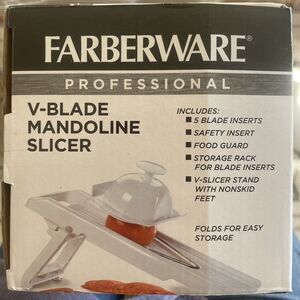 FARBERWARE V-BLADE PROFESSIONAL MANDOLINE SLICER‎ - 5 BLADES - Compact Storage